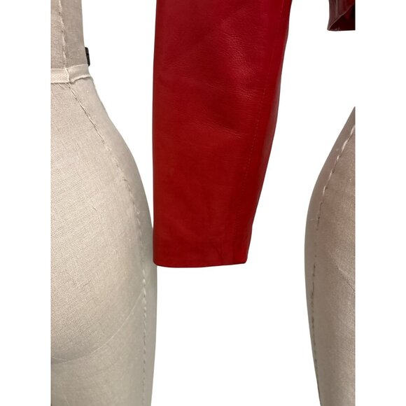 Vintage Vakko Red Leather Cropped Bolero Jacket M - Picture 3 of 12